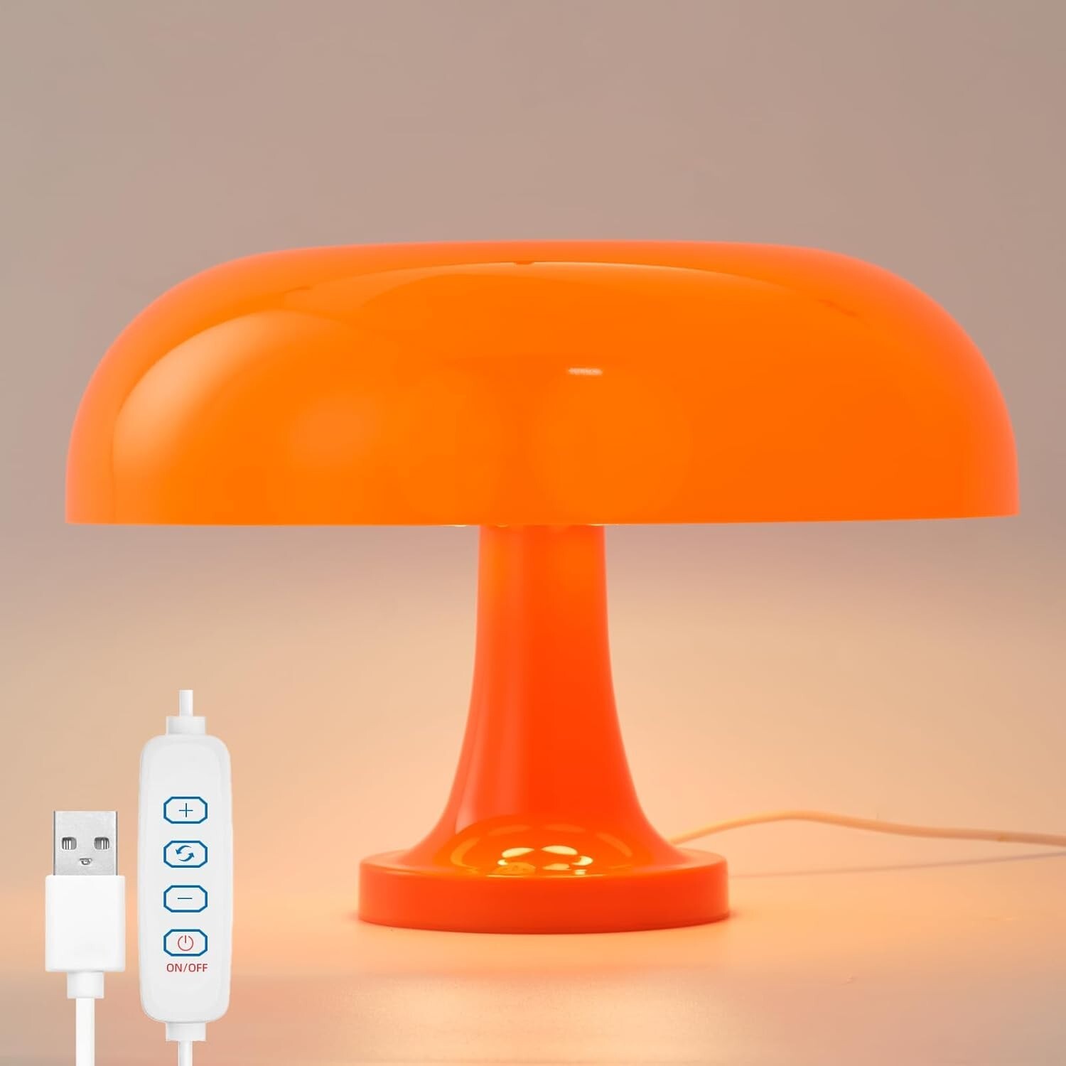 Retro Orange Mushroom Lamp for Mid Century Modern Bedroom Nightstand and Side Table Decor