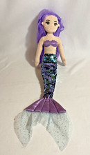 17" Sea Sparkles Mermaid Stuffed Soft Doll - Aurora Plush With Crown Purple Hair
