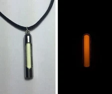 Orange Europium phosphorescent Glow in the Dark Necklace Science Jewelry