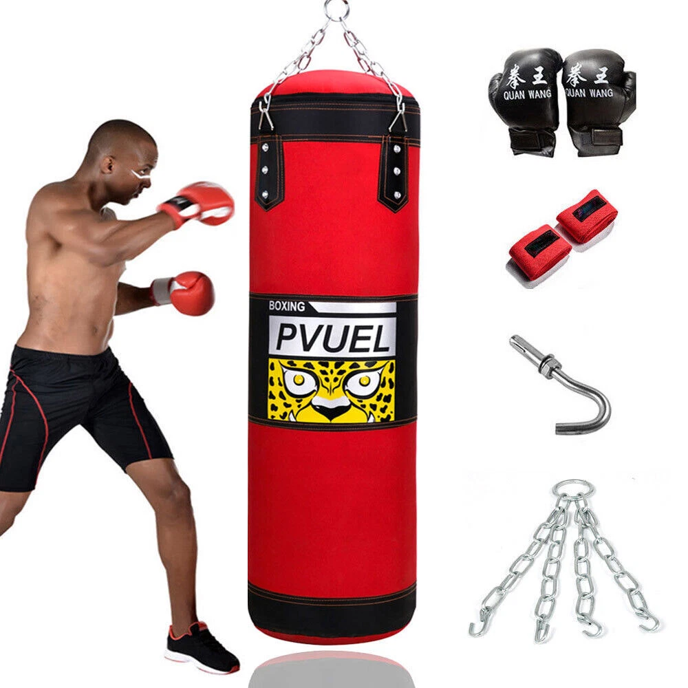 PVUEL Punching Bag with 2 Boxing Gloves Thai MMA Training Fitness Workout  Sandbags Boxing Set 