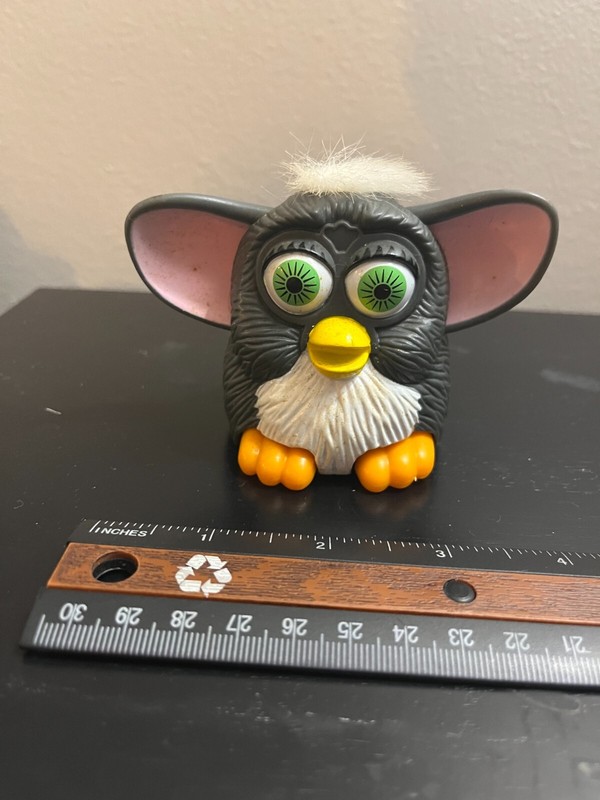 McDonald's Happy Meal Toy Furby Dark Gray and White with White Hair