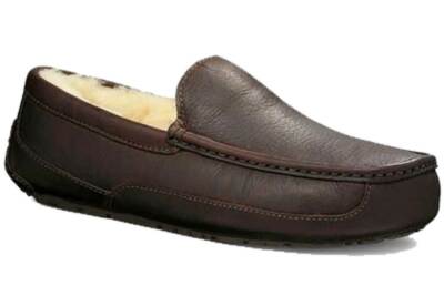 UGG 5379 Mens Dark Brown Leather Shearling Loafers Slippers Comfort s-l400.jpg main image 3