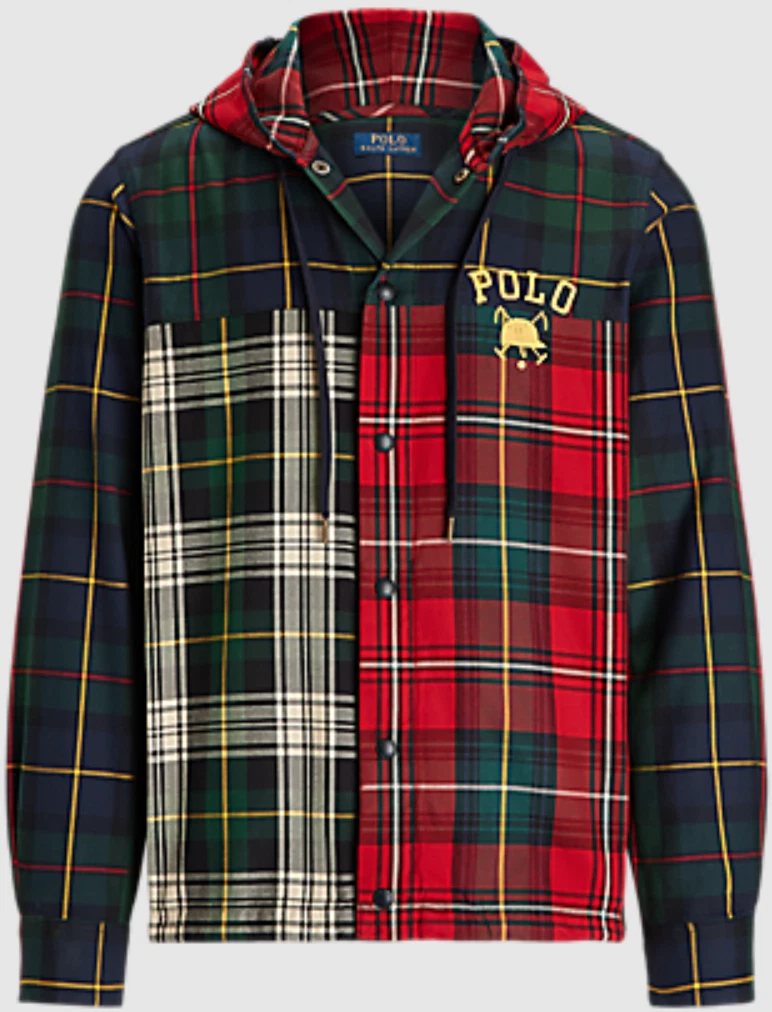 POLO RL - Men's MColour Plaid Patchwork 100% Cotton Hooded Shirt Jacket - L BNWT
Opens in a new wind