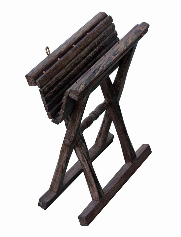 Handmade Tall Chicken Feather Wood Bar Stick Easy Carry Folding Stool n199 - Image 4 of 4