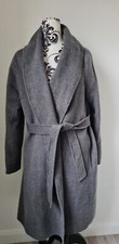 Women’s Wool Wrap Coat, Size 14 Uk Grey Immaculate