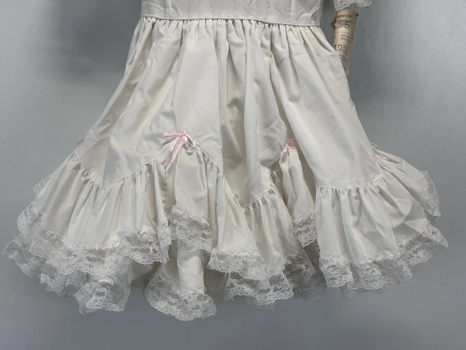 Vtg NWT New Lilo Baby Dress White Ruffled Pageant, Flower Girl Sz 5 READ - Image 3 of 4