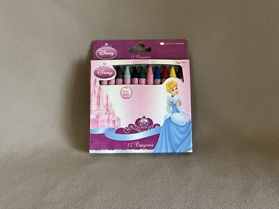 Pack Of 12 Disney Cinderella Multi-Colored Crayons~Each Are 3 1/2 , New In Box!