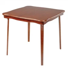 Hardwood Classic Scalloped Edge Folding Card Table - Fruitwood Finish Solid Wood