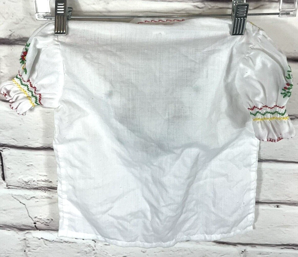 Camisa de manga corta vintage húngara blanca para niñas talla 24 bordada Foto 2 de 4