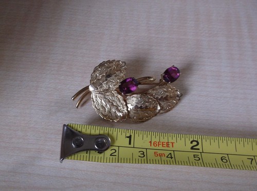 Vintage Rhinestone and Leaves Pin Brooch (AC) - Picture 5 of 7
