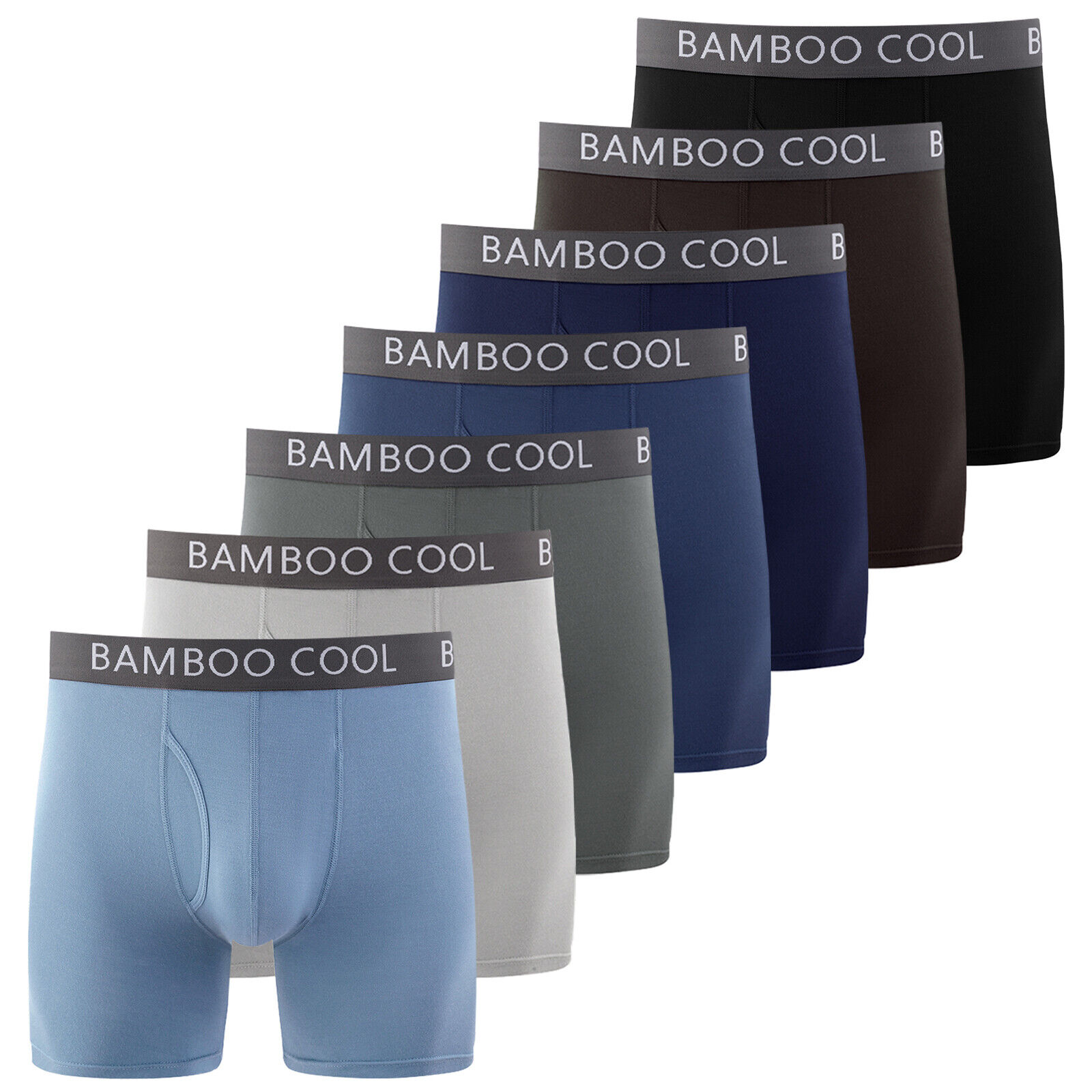 BAMBOO COOL 7 Pack Men’s Boxer Briefs Trunks 7 Day Bamboo Underwear ...
