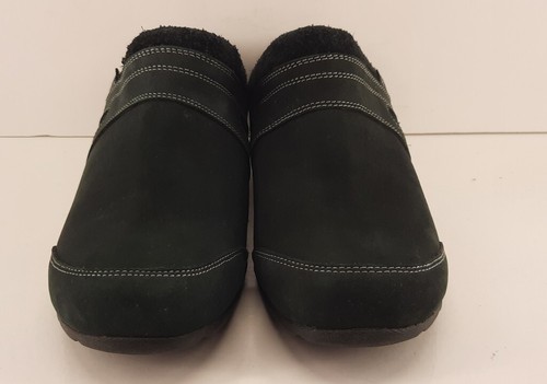 Ahnu Anselmo Black/ Grey Stitch Suede Wedge Heel, Vibram Mules. Size 10 - Picture 5 of 11