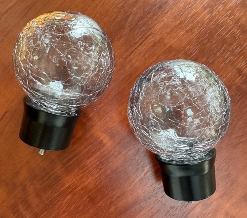 Ikea Insektsmal Finials 2 Grey Smoke Glass/Black 605.612.72 Curtain Rod End Caps