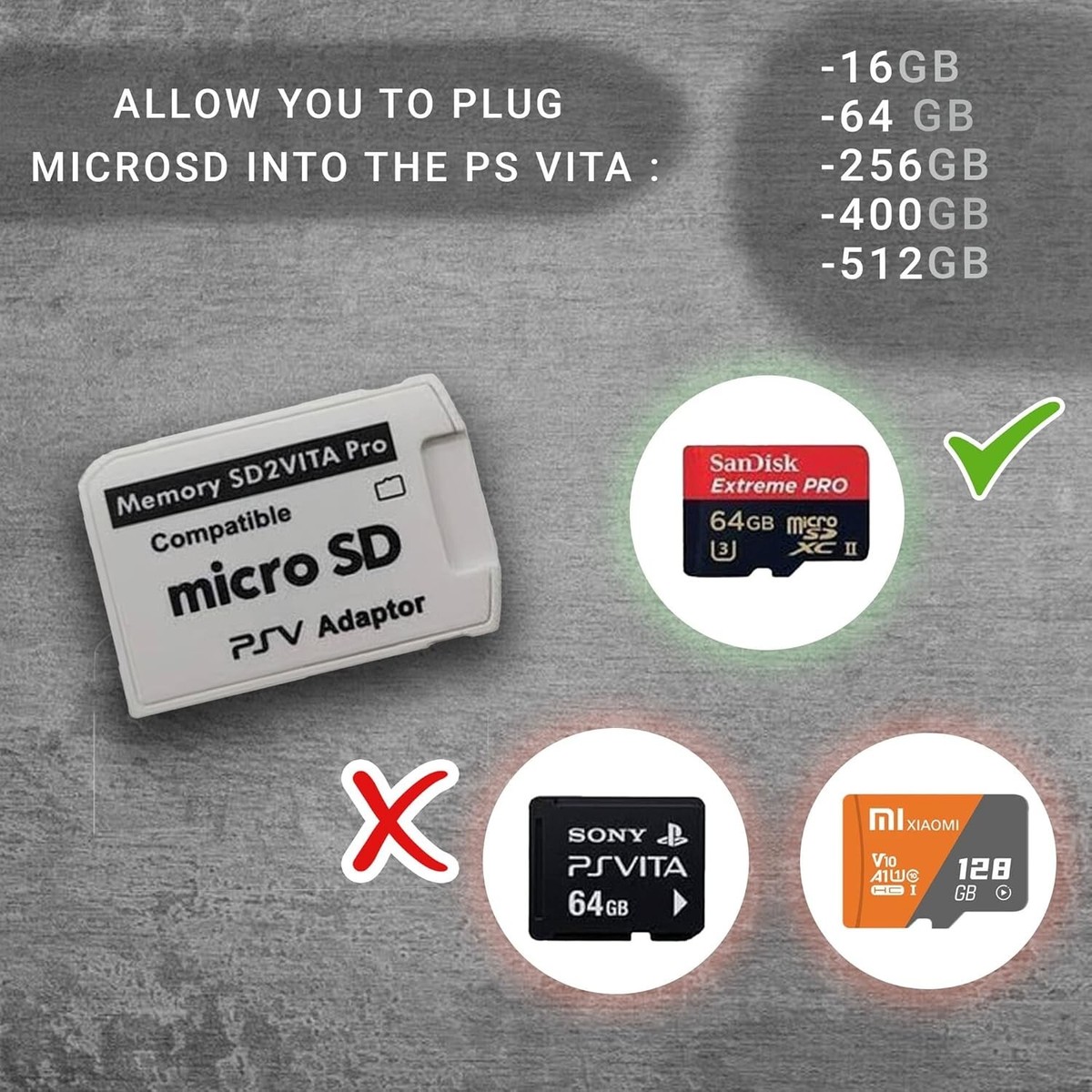 Fast 256GB MicroSD Adapter for PS Vita 1000/2000 - HENkaku