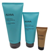AHAVA Sea-Kissed Mineral Hand Cream, Sea-Kissed Shower Gel and 24K Gold Mud Mask