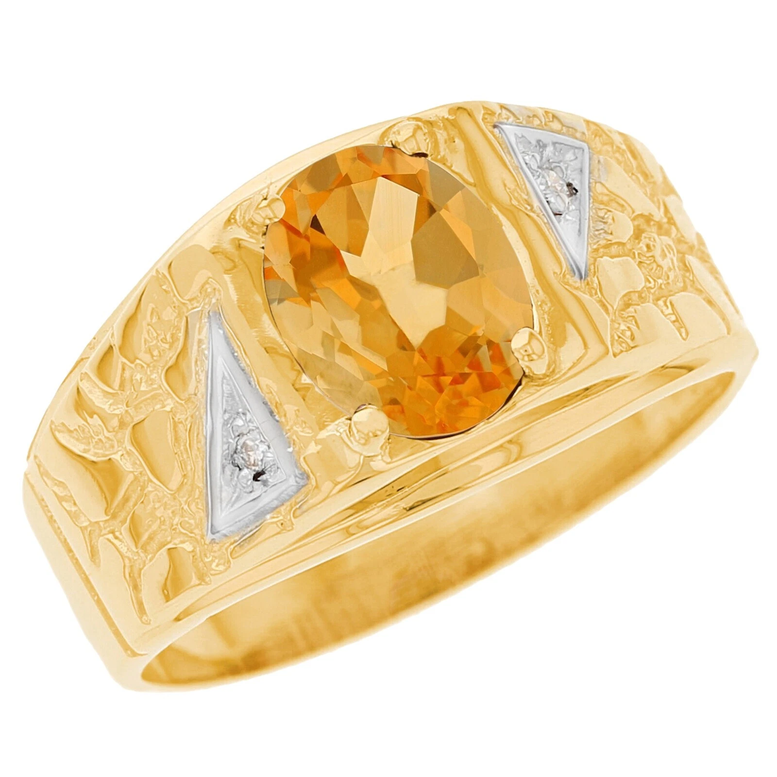 Citrino joyas de oro amarillo 10k para Hombre