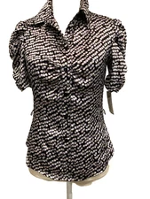 IN. San Fransico Blouse, SmallI collared button-down short sleeves polyester NWT