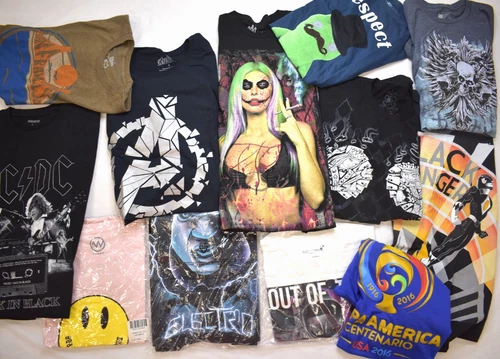 Lot of 12 New Mens Overstock Shirt Sports/Music/TV/Movie/Gamer Shirts New Large