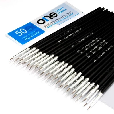 Lot de 50 pinceaux synthétiques pour peinture acrylique, peinture à l'huile e... - Photo 1/4