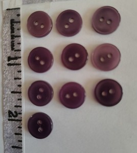 10 Vintage Purple Plum Translucent 2 Hole Buttons 5/8" Sewing Craft Replacement