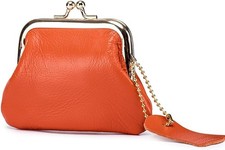 Retro Leather Wallet Mini Coin Purse Vintage for Men and Women Genuine Leathe...