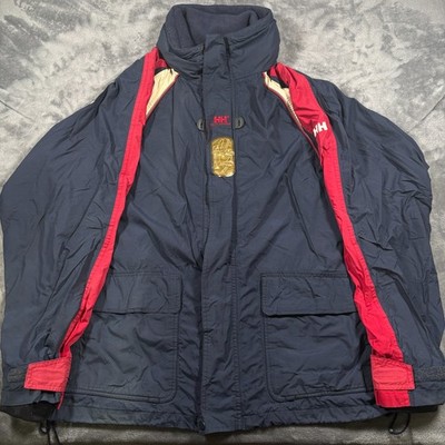 Vintage 90s Helly Hansen Windbreaker Jacket Mens 2XL Navy Blue Outdoor Mock Neck
