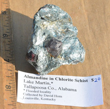Almandine in Chlorite Schist, Lake Martin (Flooded Location), Tallapoon Co., AL