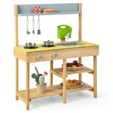 Outdoor Mud Kitchen Set, Outdoor Play Kitchen Set w/ Removable Water Box