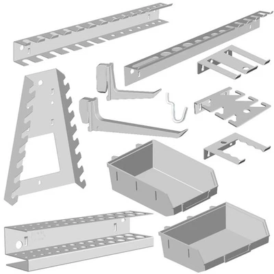 GEBAR DH123= Lochblechhalter Set 54-teilig für SL Lochwand Werkzeug Halter und Haken