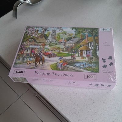 JIGSAW PUZZLE HOUSE OF PUZZLES FEEDING THE DUCKS 1000 PIECES 19'' x 27 