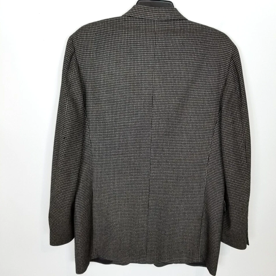 Мужской шерстяной шелковый блейзер Canali Proposta размер США 44 L с принтом на пуговицах коричневый Италия - Изображение 4 из 4