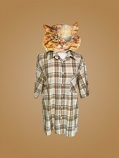 Vtg 1960s MENS JC PENNEY M PLAID Short Slv Button DRESS SHIRT WESTERN MCM MOD