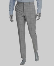 Tommy Hilfiger Men's Gray Patterned Modern-Fit Stretch Dress Pants Size 33W 32L