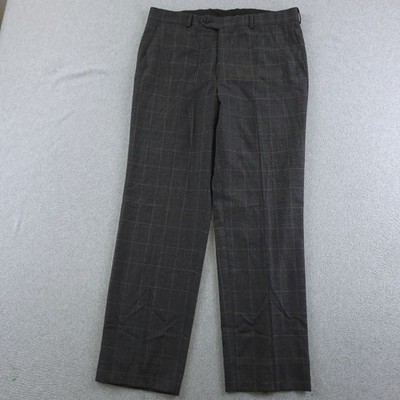 Ralph Lauren Pants Mens 32 Gray Windowpane Check Wool Hemmed to 29 Inches Dress