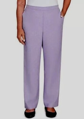 NWT Alfred Dunner Classics 24W Romantic Flat Front Back Elastic Pants Lilac