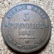 German States Saxony 1867-B 5 Pfennige