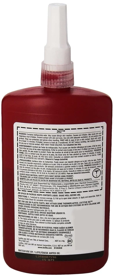 Red Thread Locker 262 - High Strength - 250 mL Bottle - Image 3 of 4