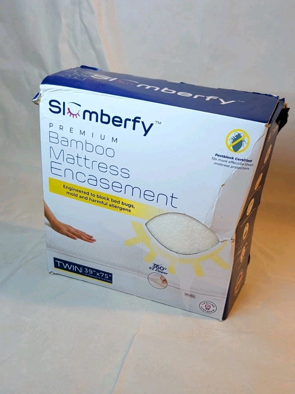 NEW Sealed Slumberfy Twin Waterproof Bamboo Mattress Encasement – Box Damage