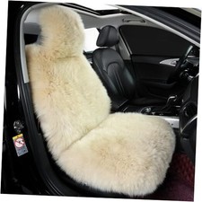 Fluffy Sheepskin Car Seat Cover-Fuzzy Fur 1 Pcs Front Seat Cover Linen Color