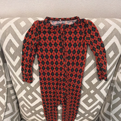 Posh Peanut American Girl One-Piece 12-18M Red Black Geometric Zip Footed 
