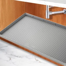 Under Kitchen Sink Mat 31"X22" Waterproof Silicone Tray Protector for Bathroom