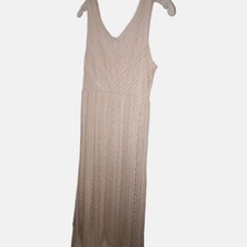 Solitaire Maxi Dress Women's Medium Ivory Crochet Lace Empire Boho Cottagecore