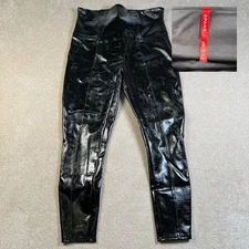 Spanx Black Faux Patent Leather Leggings Shiny Pull On women's XL
