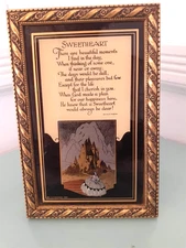 Vintage Wood Framed C & A Richards Emma Koehler Poem & Picture "Sweetheart" 1930