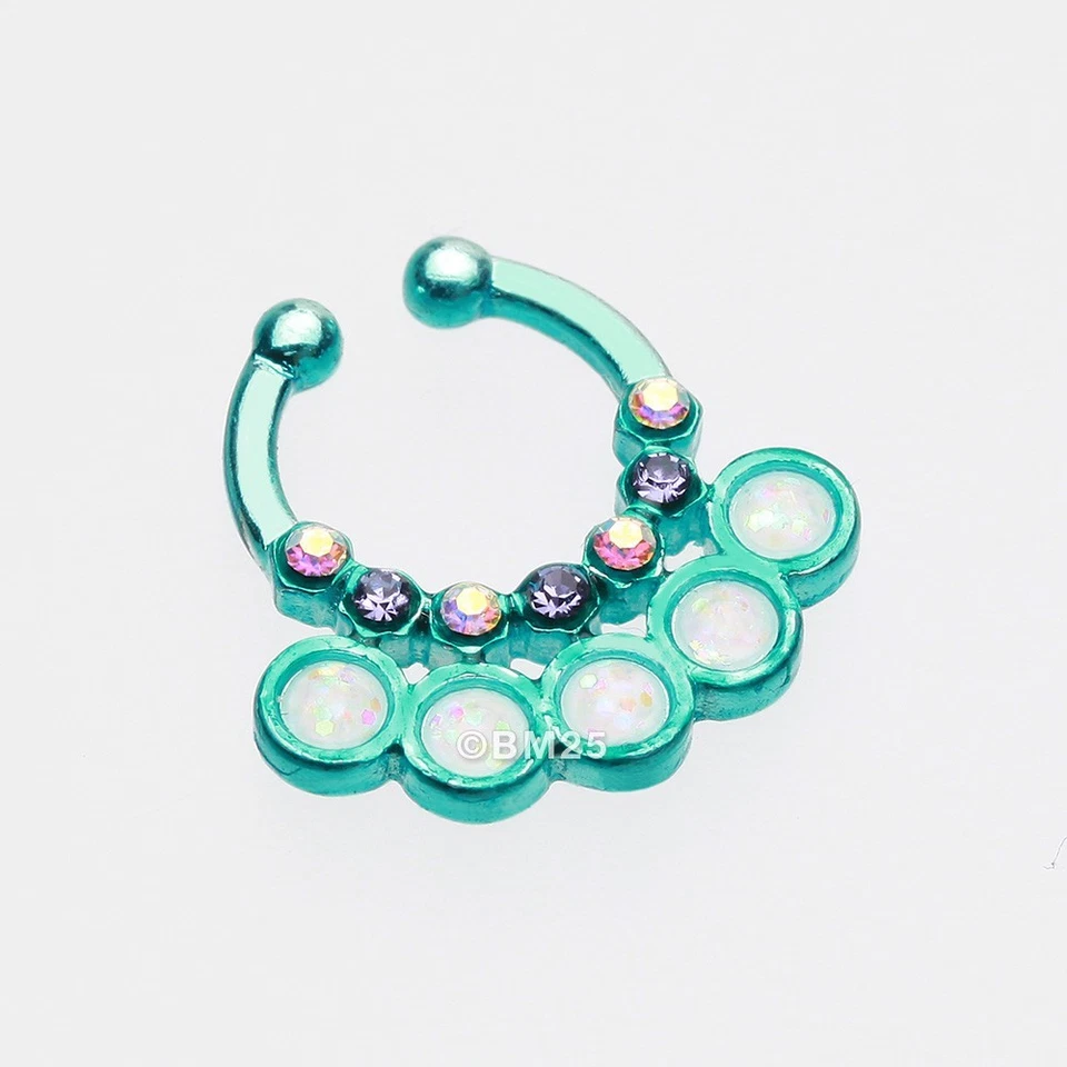 Opal Aureole Gemina Fake Septum Clip-On Ring - Image 2 of 4