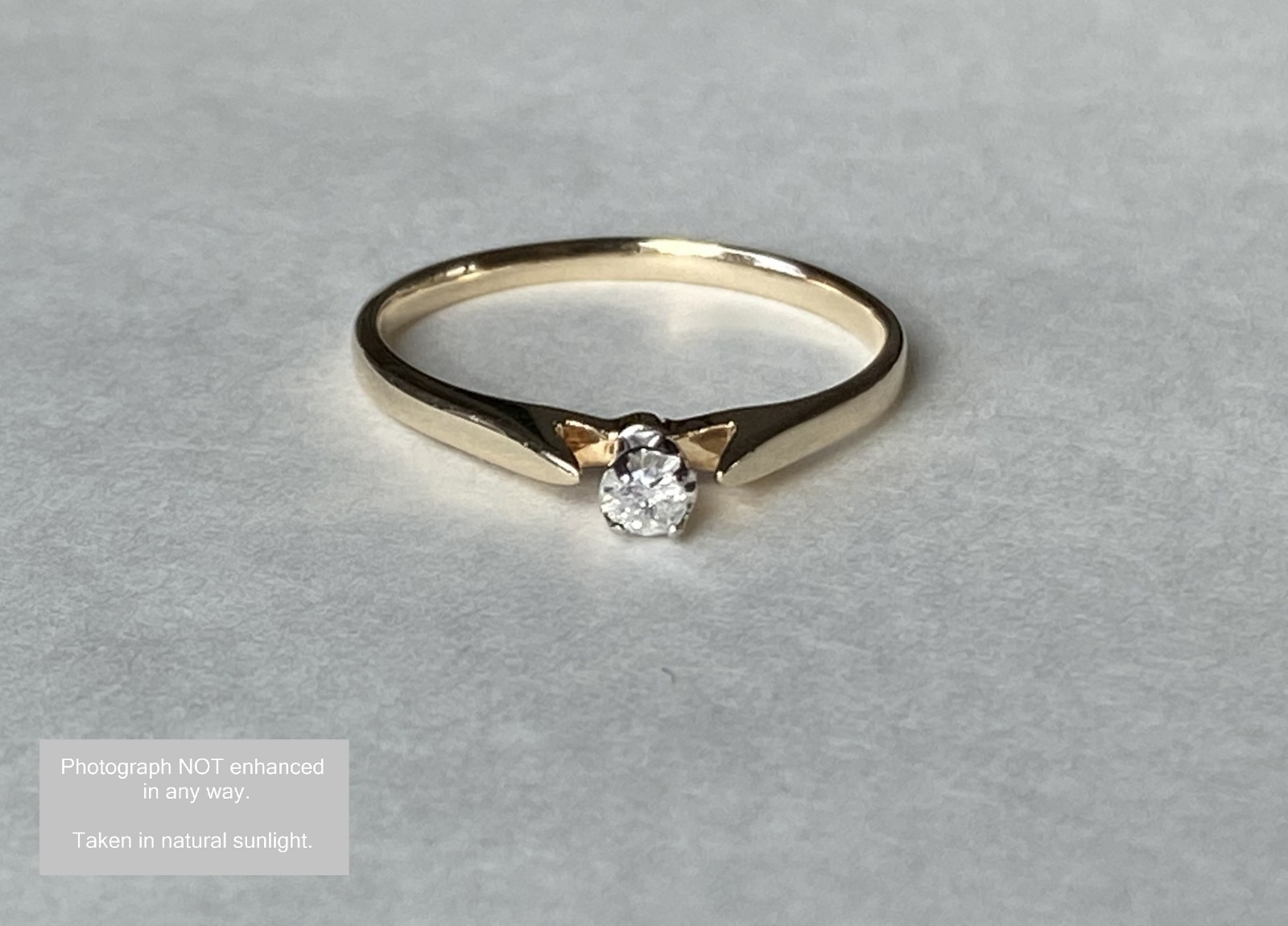 Size 7 💘 Solid 10K Yellow Gold SOLITAIRE Cathedr… - image 2