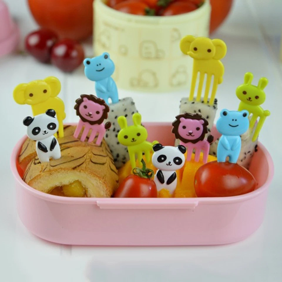 30 Pcs Mini Fruit Fork Cartoon Animal Snack Cake Dessert Food Pick Bento Lunch - Image 2 of 4