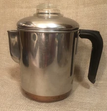 Vintage Reverware Percolator Coffee Pot 8 Cup Copper Clad Stainless Pre-1968