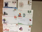 Eight Russia covers:Postal stationery envelope,fdc w/two st,fdc w/stamp+label