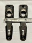 Vintage 5” Metal DoorKnob Backplate Pair Art Deco Design LQQK — photo 4